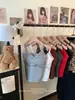 1089# Camisola Grande de Encaje con Cuello en V Chaleco Base para Mujer con Almohadilla en el Pecho Sujetador sin Rozaduras Top Suave Puro sin Mangas