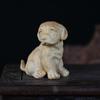Folha pequena de buxo escultura em madeira maciça zodíaco cão brincando com peça de mão escultura artesanato casa criativa pequenos ornamentos riqueza próspera