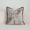 Cojín Decorativo Marrón Oscuro Estilo Vintage con Bordado de Alta Gama de Árboles Pequeños, Cojín para Casas de Huéspedes, Funda de Cojín para Sofá de Sala de Estar al por Mayor
