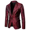 E-commerce Transfronteiriço Novo Terno Masculino Estilo Corte Estampa de Castanha Moda Slim Fit de Um Botão Roupa Externa Masculina