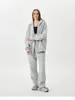 Conjunto unisex de sudadera con capucha y pantalones de chándal, forrado de forro polar, grueso, para otoño e invierno, marca de tendencia estilo americano, adecuado para adolescentes, con cremallera