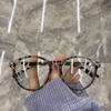 Internet Popular Leopard Print Óculos Moldura Feminina Estilo Coreano Moda Anti-radiação Anti-luz azul Miopia Disponível Poder Simples Quadro Redondo Espelho Plano