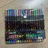 Marcador Acrílico de Doble Punta y Doble Color con Brillantina Transfronterizo, Bolígrafo de Brillantina, Bolígrafo de Destello Perlado para Niños y Estudiantes, Colorido para Diario y Dibujo