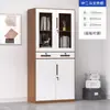 Estantería de acero con veta de madera, vitrina modular con puerta de cristal para el hogar, estudio u oficina, adecuada para almacenar documentos