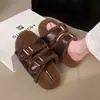 Nuevas Pantuflas de Borrego Gruesas Peludas para Mujer, Estilo Perezoso, Hebilla de Cinturón, Otoño/Invierno 2026, Pantuflas de Algodón para Uso en Exteriores