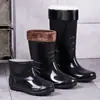Botas de Chuva Resistentes ao Desgaste com Solado de Tendão para Homens e Mulheres, Botas de Chuva de Cano Alto Espessadas Resistentes a Ácidos e Alcalis, Botas de Água Antiderrapantes para Proteção do Trabalho e Lavagem de Carros em Canteiros de Obras