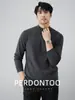[Estilo Old Money Urbano] Lã Natural Seda de Amora Outono e Inverno Veludo Dupla Face Espessado Base Quente Camiseta de Manga Longa para Homens