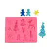 Série de Natal Molde de Silicone para Bolo Árvore de Natal Veado Nevado Meias de Natal Dobra Açúcar Chocolate Molde de Silicone
