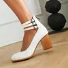 2026 Zapatos de Mujer Mary Jane Retro de Tacón Grueso y Alto 40-48 Primavera y Otoño Nuevo Estilo Tacones Altos con Hebilla de Una Correa