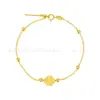 Pulseira de Ouro Puro 999 Pixiu Princesa Fugitiva Trevo de Quatro Folhas com Comprimento Ajustável e Contas Soltas DIY Item Mais Vendido