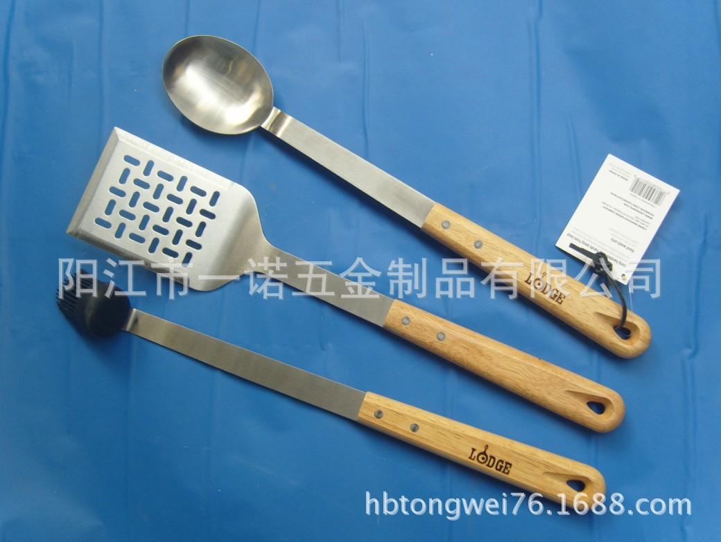 P-011IG高挡橡木柄BBQ烤具烧烤工具烧烤铲勺汤勺硅胶刷