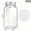 Pote de Temperos Mais Vendido da Amazon Frasco de Especiarias 4oz com Furo para Salpicar Pó 120ml Tampa de Madeira de Acácia Frasco Quadrado de Vidro para Temperos