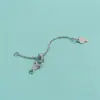 Corrente de cauda em prata de lei S925 em formato de coração corrente estendida corrente de cruz pulseira de cristal DIY colar de pérolas com acessórios de cauda de corrente longa