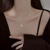 Collar de lujo con cruz de diamantes de doble capa y cadena de clavícula, colgante multicapa moderno de celebridades de Internet para mujer.
