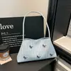 Bolso de Hombro Rayado con Bordado de Poni, Nuevo Bolso de Hombro Suave para Viajes de Primavera y Verano, Bolso de Mano Versátil de Gran Capacidad Casual