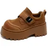 Zapatos Birkenstock para mujer de suela gruesa para aumentar la altura, nueva colección de otoño 2026, mocasines de estilo británico, zapatos planos de plataforma