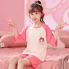 Pijama de verão para meninas, conjunto infantil de manga curta para meninos e meninas com estampa de desenho animado, roupa de dormir fofa para bebês e crianças.