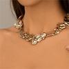 Nuevo Collar Gargantilla Estilo Europeo y Americano Nicho Exagerado Moda Plisado Asimétrico Metal Lava Líquida Collar para Mujer