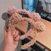 Corea del Sur vende linda diadema de pelo de cordero con orejas de oso, diadema de pelo de bola, diadema de felpa para otoño e invierno, pasador, accesorios para el cabello