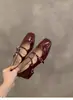 Zapatos de Cuero Mary Jane con Hebilla de Tacón Grueso que Aumentan la Altura, Boca Baja, Redondos, de Caña Baja, para Noche, Combinan con Todo para Mujer 2024 Primavera y Otoño Nuevos