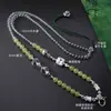 Nova Corrente de Pingente Estilo Chinês com Contas Redondas de Jade 4mm Amuleto de Buda de Cristal Fecho Universal de Liberação Rápida Colar Ajustável Retrô