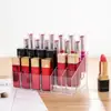 Estante Trapezoidal Transparente de Escritorio con 24 Compartimentos para Cosméticos Caja de Almacenamiento para Labiales Estante de Exhibición para el Hogar Estante de Almacenamiento para Cosméticos Organización