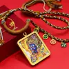 Colar Tanka de Seis Braços Céu Negro Xizang Finamente Trabalhado Pintado a Ouro, Pingente de Deus da Riqueza Negro Finamente Trabalhado Pintado a Ouro Atacado