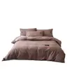 Xiang Ling Premium Sencillo Estilo Ins 100% Algodón Rayas Algodón Puro Juego de Cama de Cuatro Piezas: Sábana, Funda de edredón, Funda de almohada
