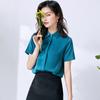 Camisa de mujer de cuello blanco de negocios con diseño simple de color sólido, ligera, perceptiva, madura, de verano, fina, transpirable, de moda y temperamento