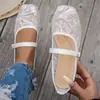 Amazon Cross-Border Verão Novo Estilo Europeu e Americano Tamanho Grande Bico Quadrado Sapatos Baixos para Mulheres, Sapatos Casuais para Mães