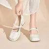Nuevos zapatos Mary Jane de estilo chino para mujer, nuevo modelo otoño 2026, combinados con un vestido cheongsam, tacones de plataforma gruesa y suaves