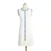 Fabricante Mayorista de Vestido Chaleco SD Principios de Verano Pequeño Fragante Cuello Redondo Bloque de Color Borla Borde de Mezclilla Sin Mangas Plisado Vestido de Punto