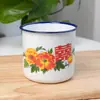Taza de Esmalte Publicitaria Taza con Tapa Retro Se Puede Imprimir LOGOTIPO Taza Clásica de Esmalte con Tapa Retro Taza de Regalo con Tapa
