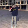 Súper Popular Cec Camiseta de Algodón Puro de Manga Corta Estilo Americano Tallas Grandes para Mujer, Top de Media Manga Trendy Estilo Ins Estilo Boyfriend, Estilo Perezoso Bf