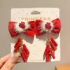 Pinza para el pelo de niña pequeña León Danzante Hanfu Borla Año Nuevo Accesorio para el pelo Peluca Princesa Lazo Adorno para el pelo Pinza para el pelo de niños