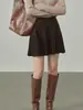 Falda de Punto de Cintura Alta para Mujer 2025 Nuevo Otoño Nicho Versátil Aspecto Adelgazante Elegante Falda de Línea A