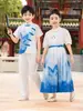 Saia Hanfu Infantil Estilo Chinês para Apresentação de 1º de Junho, Traje Tradicional para Alunos do Ensino Fundamental, Roupa para Foto de Formatura do Jardim de Infância, Verão