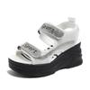 Sandalias deportivas de plataforma de talla grande para mujer, novedad de verano 2025, con velcro y diamantes de imitación, informales, de tacón alto