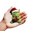 Transfronterizo Nuevo Acrílico Plano Regalo Grinch Decoración de Coche Colgante Dibujo Animado Adorno para Colgar en el Coche Artículo Predeterminado