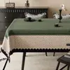 Toalha de Mesa Estilo Vintage, Impermeável, à Prova de Óleo, Sem Lavagem, Novo Modelo 2025, Luxo Leve, Toque de Alta Qualidade, Toalha Verde Retrô para Mesa de Jantar e Mesa de Centro
