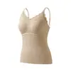 Chaleco Cálido Original de Seda y Cachemira para Mujer con Copas Integradas Camisola Lencería Capa Interior Ajustada No Necesita Usar Sujetador