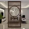 Nueva mampara de estilo chino, celosía de madera maciza, patrón floral hueco, pintura sobre gasa, sala de estar, entrada, frente a la puerta, pasillo, pantalla de asiento para bloquear