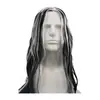 Peluca de reggae para hombre europea y americana, sintética con reflejos negros y blancos, peluca de pelo largo liso, accesorio de utilería para actuación de escenario de terror de Halloween