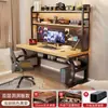 Escritorio de Madera Maciza y Estantería Mesa Integrada para Dormitorio, Uso Doméstico, Escritorio de Estudio para Estudiantes, Escritorio de Oficina Simple con Tablero Perforado, Escritorio para Computadora