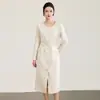 2616302-Nanyou Estilo Pequeña Fragancia Vestido Dignificado Elegante para el Trabajo Otoño Invierno Nueva Ropa para Mujer Manga Larga Falda Ceñida a la Cintura