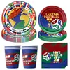 Novo Produto da Amazon 2026 Decoração de Mesa para Festa de Fãs com Tema da Copa do Mundo Pratos de Papel e Copos de Papel com Bandeiras Mundiais
