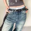 Cinto Estilo Y2K Doce e Cool com Tachas de Estrela Rosa para Mulheres, Cinto Estilo Milênio com Fivela de Metal e Acessórios Decorativos para Jeans
