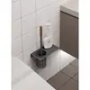 Cepillo para Inodoro de Nogal Baño Mango Largo Cepillo para Inodoro Montaje en Pared sin Agujeros con Base