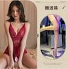 Divertido Sling de Ropa Interior Encaje Tentación para Dormir Sin Tiras Caliente Archivo Abierto Todo en Uno Traje de Uniforme para Mujer