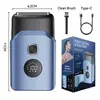 Nova Lâmina Reciprocante Masculina de Três Lâminas com Cabeça Magnética, Display Digital, Lavável, Mini Barbeador Elétrico Portátil